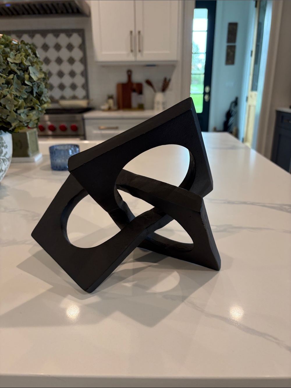 Pottery Barn Matte Black Interlocking Geometric Sculpture